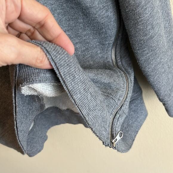 Saks Fifth Avenue Y2K Raw Hem Oversized Sweatshirt with Side Zips Gray Size S - Picture 6 of 10